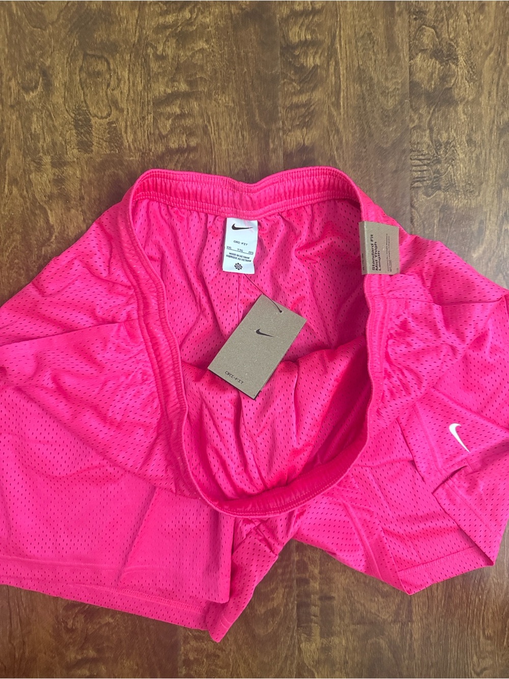 Nike Men’s Hot Pink Athletic Mesh Shorts with White Drawstring - Picture 6 of 13